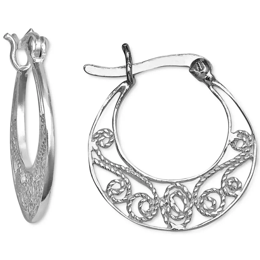 NWT open work filigree small hoop earrings